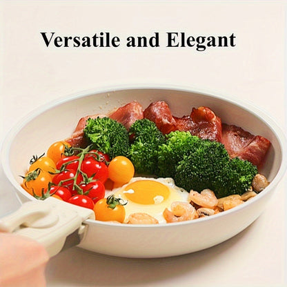 Ceramic-Coated Cookware Set with 17 Pieces, Detachable Handles, Pots, Pans, Lids and Cream Finish