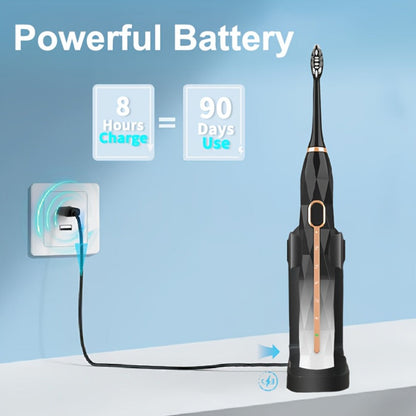 IPX8 Sonic Electric Toothbrush with 8 Replacement Brush Heads — Metal Shaft, USB Rechargeable 500mAh, Travel Case & Holder, Deep Plaque Removal for Adults Men & Women, 5 Colors