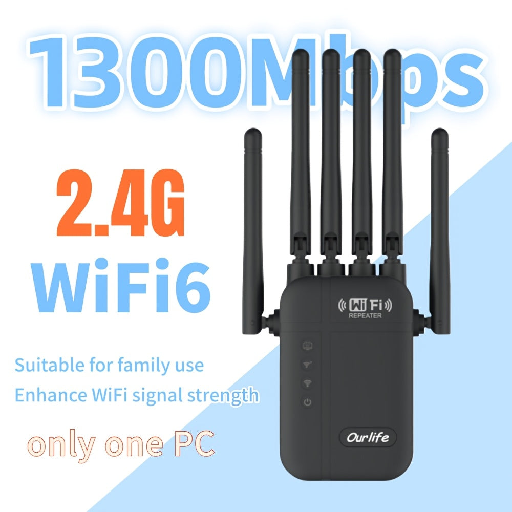 AC1200 WiFi Signal Booster 1200Mbps Dual Band 2-Pack – WiFi Extender Repeater 2.4GHz & 5GHz, Up to 10000 Sq Ft Whole Home Coverage, Wall Penetrating, Connects Multiple Devices (Black)