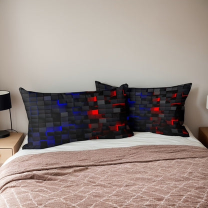 3-Piece Duvet Cover Set with Dimensional Geometric Cube Print, Zipper Closure and Five Color Options