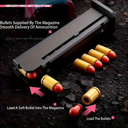 Soft Bullet Toy Gun with 120 Shells & Ejecting Shell System – Semi-Auto Rapid-Fire Pistol for Boys, 2 Magazines, Indoor Outdoor Shooting Game, Birthday Gift for Kids Ages 6+