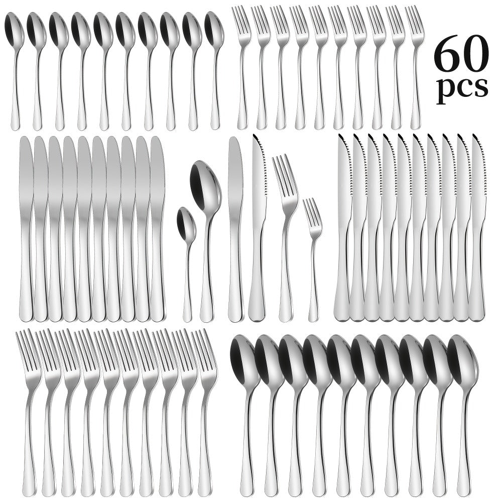 Large Flatware Set with 60-, 65- or 84-Piece Silver, Gold or Black Options and Chopstick Configurations