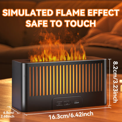 Flame Humidifier with 7-Color Simulated Fire Effect | USB Aromatherapy Essential Oil Diffuser & Cool Mist Humidifier for Living Room, Bedroom & Office | Atmosphere Decor Gift | Black & White