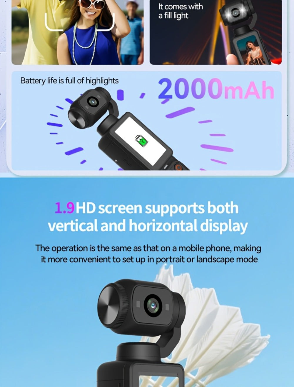4K UHD Vlogging Action Camera 180° Rotating Lens Anti-Shake 1.9" Screen 2000mAh Battery – Lightweight Travel Cam with Image Stabilization for Vlogging, Hiking & Outdoor Sports | Gift for Teens & Adults