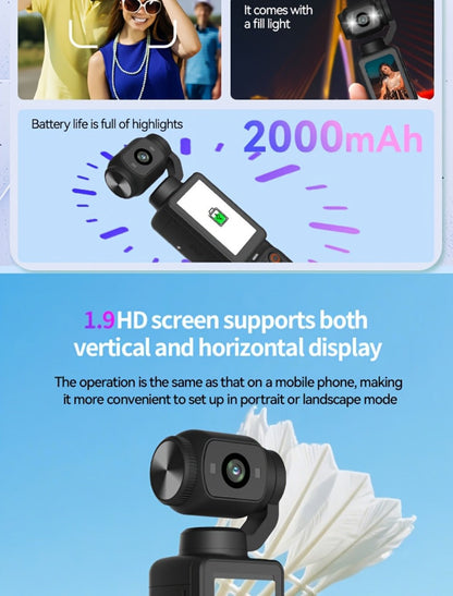 4K UHD Vlogging Action Camera 180° Rotating Lens Anti-Shake 1.9" Screen 2000mAh Battery – Lightweight Travel Cam with Image Stabilization for Vlogging, Hiking & Outdoor Sports | Gift for Teens & Adults