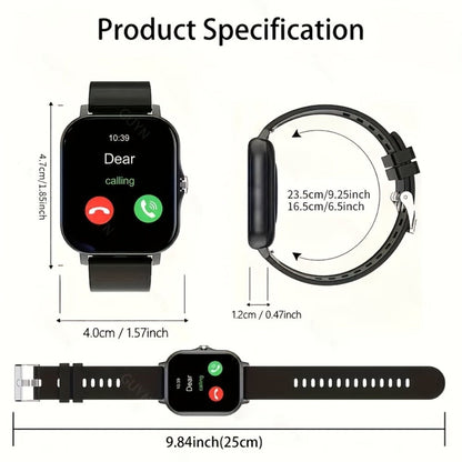 Smartwatch with 3 Straps Set 1.83" Full Touch Screen – Wireless Calling Multi Sport Mode Navigation Remote Camera Music USB Rechargeable for Men Women Black Pink Silver Gold