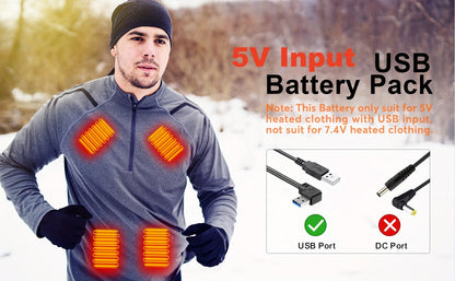 Power Bank 10000mAh 5V for Heated Clothing with PD 22.5W Charging in Black or White Battery Pack