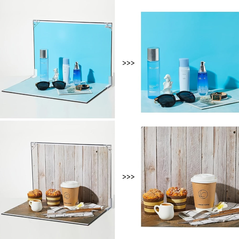 Product Photography Backdrop Paper 6pcs Reversible 12 Designs 16x11.5 Inch Background Sheets for Food Jewelry Cosmetic Flatlay Social Media Content Creation