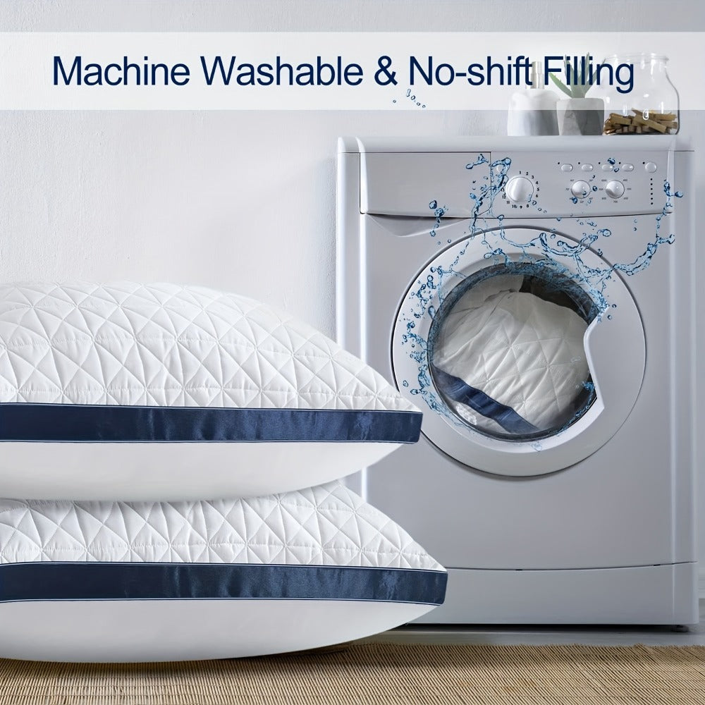 Pillow Set for Beds in Standard, Queen or King Size with Gusseted Edges and 2- or 4-Piece Options