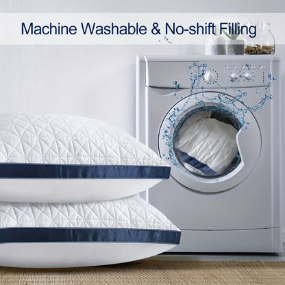 Pillow Set for Beds in Standard, Queen or King Size with Gusseted Edges and 2- or 4-Piece Options