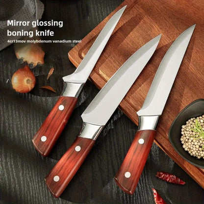 Kitchen Knife Set 3-Piece Hand-Forged Stainless Steel Boning, Fillet and Carving Knives with Optional Sheath