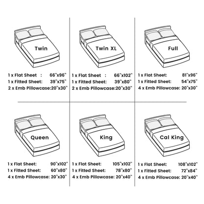Sheet Set, Six-Piece Brushed Polyester Bedding with 16-Inch Fitted Pocket, Four Pillowcases and Twenty Colors