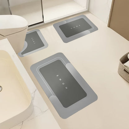 Three-Piece Bathroom Mat Set in Blue, Coffee or Gray with Toilet and Shower-Area Rug Pieces