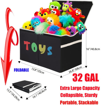 Extra Large Collapsible Kids Storage Chest with Lid – 31.7 Gal Toy Box Organizer Bins for Boys Girls Bedroom Nursery Living Room