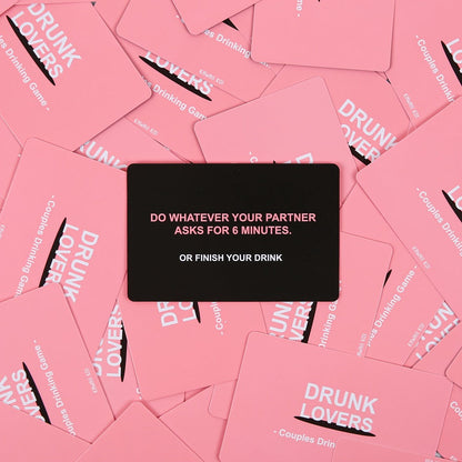 Drunk Lovers Couples Card Game with 54 Prompt Cards Split into 26 Pink and 28 Gray Cards, with Compact Pink Box