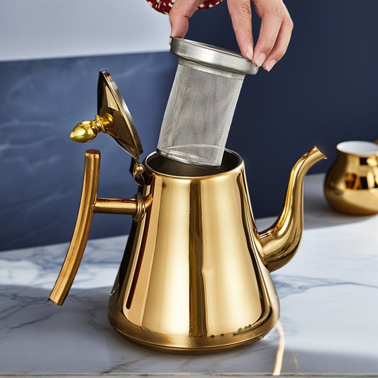 Stainless Steel Tea Kettle with Filter – Tea Pot Coffee Pot Cold Water Pitcher for Home Hotel Restaurant, Induction Cooker Compatible, Thickened