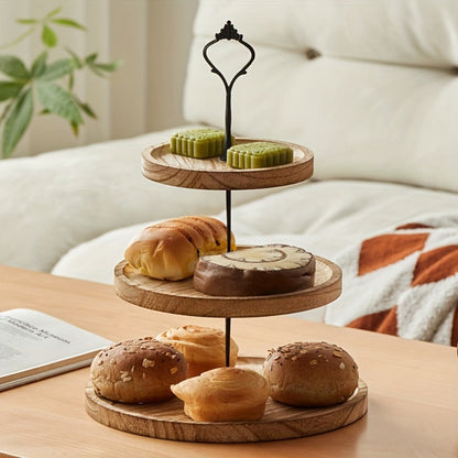 Three-Tier Wooden Cupcake Stand in Light Brown, Dark Brown or White for Dessert and Party Displays