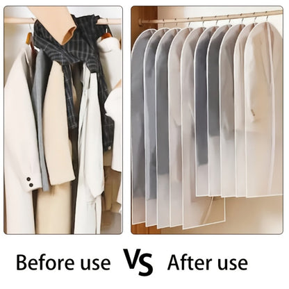 Ten-Piece Translucent Hanging Garment Bag Set with Full Zippers in Four Exact Length Options