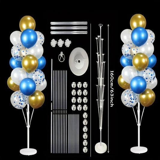 Party Decorations Two 63-Inch Balloon Holder Stands with 19-Cup Layout, Bases, Poles and Connectors