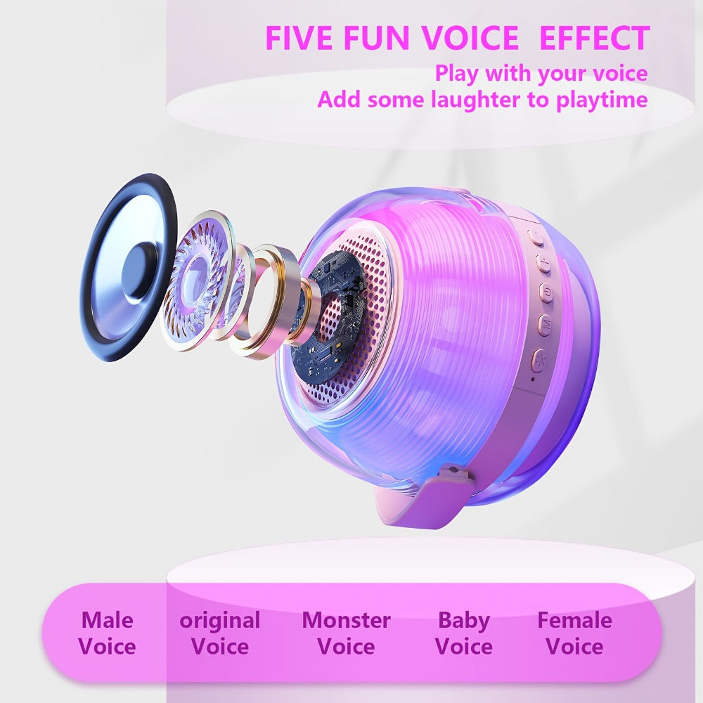 Portable Karaoke Machine with 2 Wireless Microphones, 3-Piece Bluetooth Speaker Set, Ambient Night Lamp Lighting, Birthday Gift for Adults, Kids & Bedroom Home Entertainment