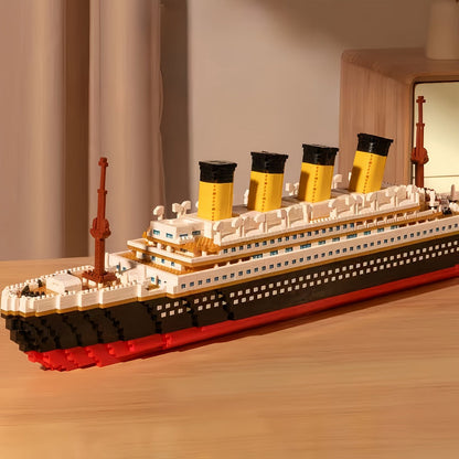 Ocean Liner Cruise Ship Building Block Model with 3,000-Plus Pieces and 26.2-Inch Display Length for Adults