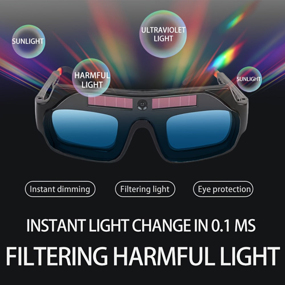 Auto-Darkening Welding Goggles True Color Lens – Anti-Glare Safety Glasses for TIG MIG MMA Plasma Welding, Photochromic Flame-Retardant Fiberglass Frame, Lightweight with Elastic Headband