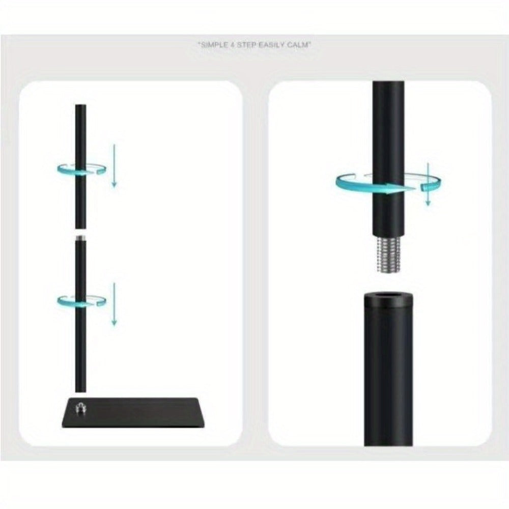 Floor-Standing Phone and Tablet Holder with Articulating Arm, Rotating Clamp and Exact 68.9-Inch Option