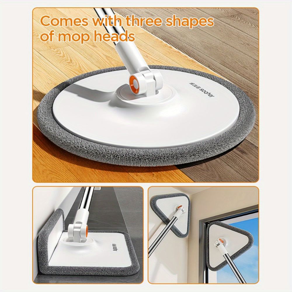 Spin Mop and Bucket Set with Separate Water Chambers, Telescoping Handle and Two Exact Mop Head Configurations
