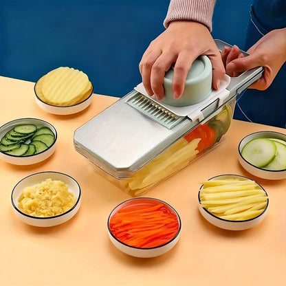 Mandoline Slicer 6-in-1 Vegetable Slicer Set with Interchangeable Blades - Stainless Steel for Home Cooking, Dining and Outdoor Meals
