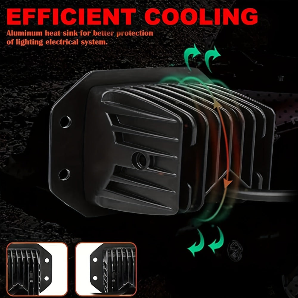 LED Pods 5 Inch 40W Flush Mount Off Road Work Lights - 2 Pack 12V 24V Spot Flood Combo Driving Lights for Truck SUV ATV Jeep 4x4 Pickup, Waterproof LED Light Bar Pods