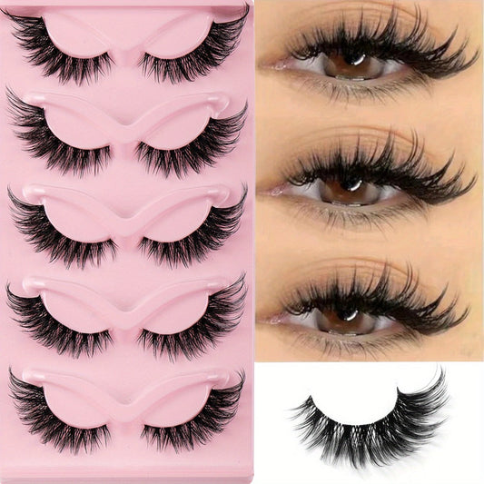 3D Cat Eye False Eyelashes 15 Pairs Fluffy Soft Wispy Cross Clear Band D Curl 10-12mm – Natural Manga Style Reusable Lash Multipack for Daily Wear, Date Night & Special Occasions
