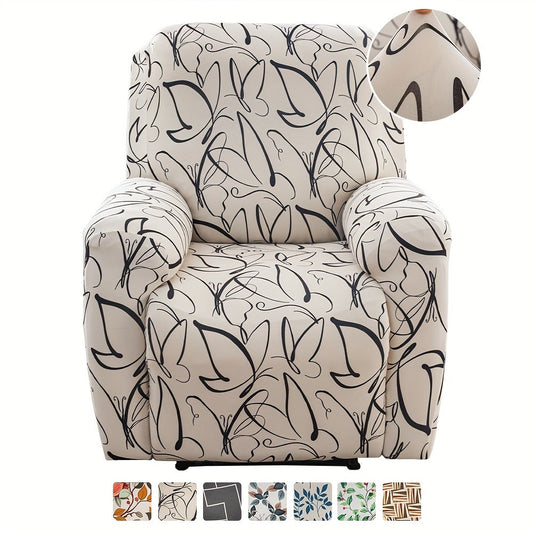 Recliner Slipcover Set, Four-Piece Polyester-Spandex Cover with Side Pocket in Ten Printed Options