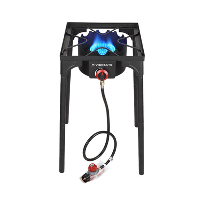 Propane Camping Stove Cast Iron 1, 2 or 3 Burner with Detachable Legs, 20 PSI High-Pressure Regulator, Heavy-Duty Outdoor Gas Cooker for Camping BBQ Survival Tactical Cooking Patio