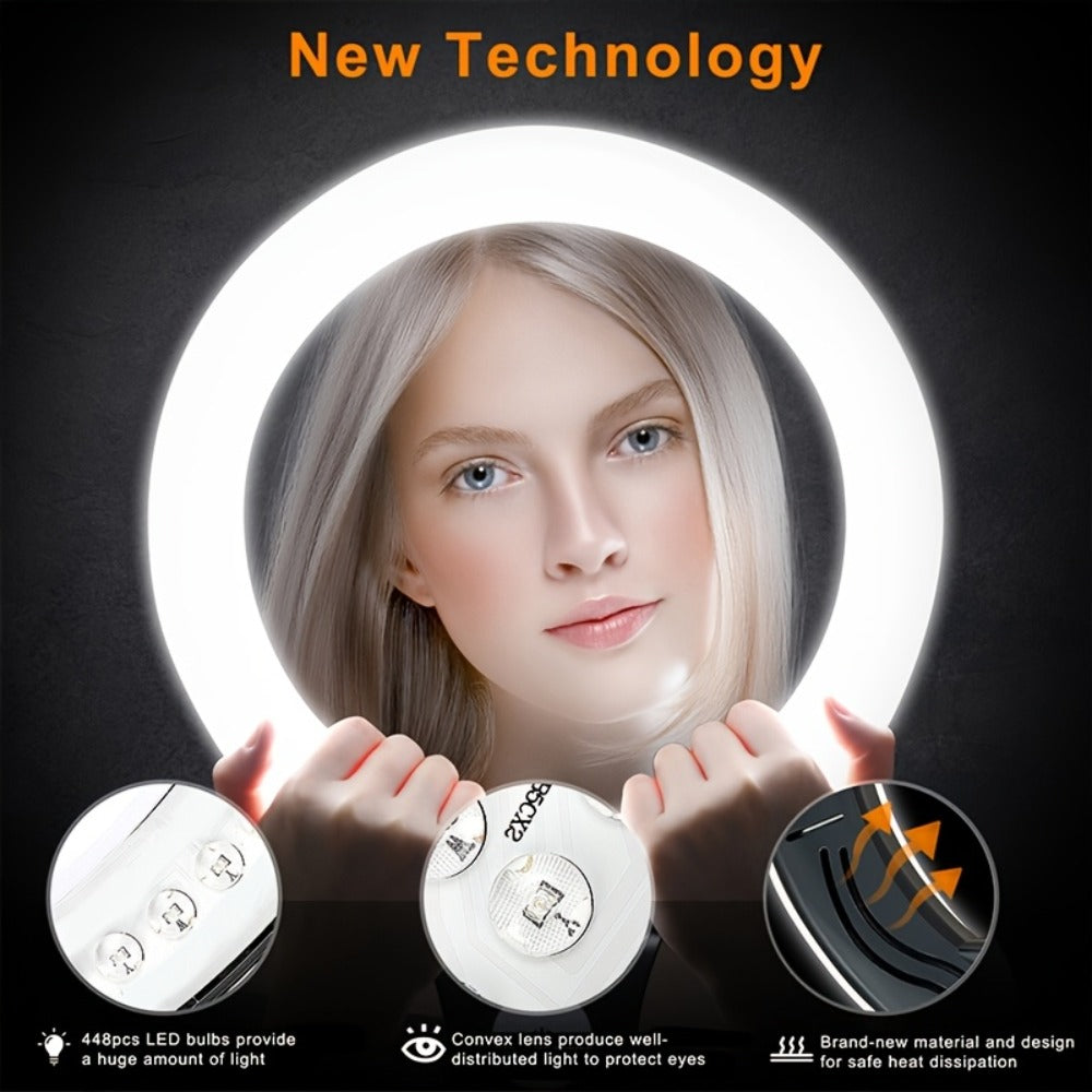 18 Inch LED Ring Light with Stand & Carry Bag – Phone Holder Included, Dimmable Studio Light for Smartphone Camera Photography, Live Streaming, Selfie, Makeup & Video Recording