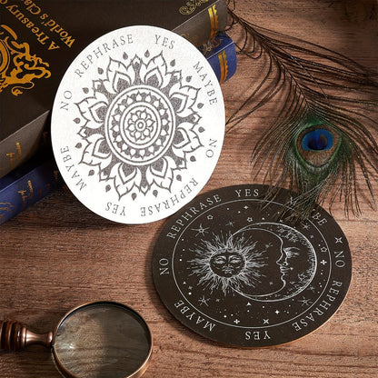 Eight-Piece Wooden Pendulum Board Set with Six-Inch Yes-No Designs for Adult Spiritual Practice and Decor