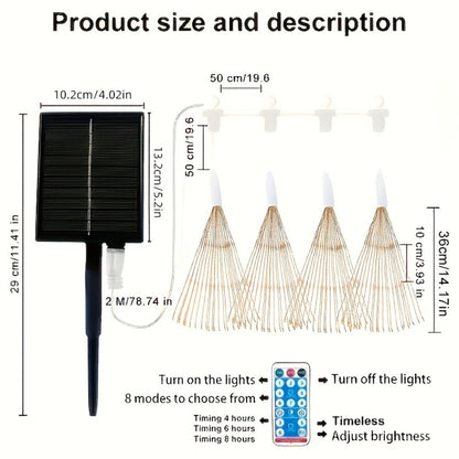 Solar Starburst Lantern Fairy Lights Outdoor 5 Pack 450 LED - Remote & Timer, 8 Modes, Adjustable Brightness