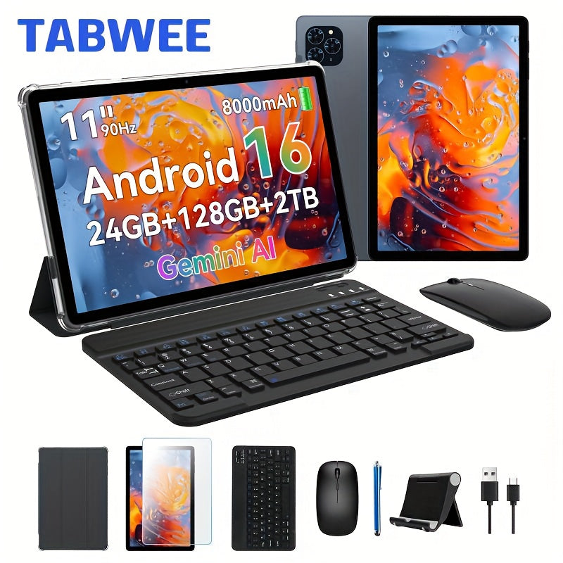 TABWEE T90 11-Inch Android 16 Tablet with 24GB Configured Memory, 128GB Storage and 1200 x 1920 IPS Display