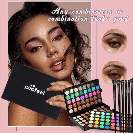 120 Color Eyeshadow Palette with 6 Makeup Brushes Shimmer Matte Multi Color Eye Shadow Kit for Stage Cosplay Halloween Party Daily Glam Women Gift