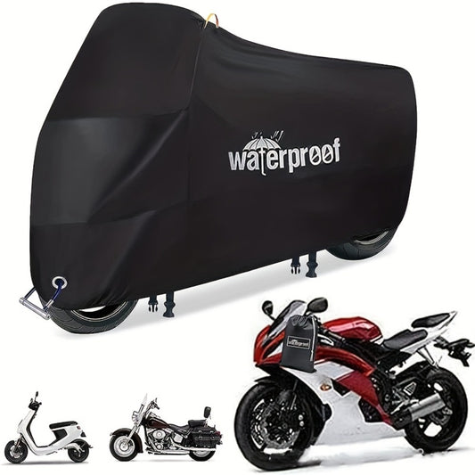 Motorcycle Cover Heavy Duty 210D - Waterproof, UV & Tear Resistant Motorbike Cover with Lock Holes | All-Weather Outdoor Protection
