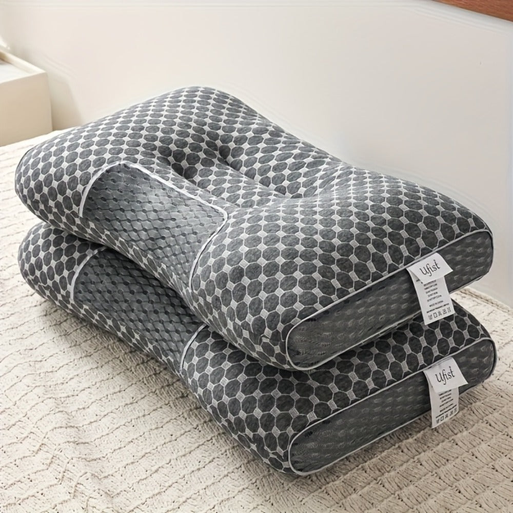 Two-Pillow Contoured Neck Pillow Set in Gray or Blue with 60 x 40 cm Pictured Size and Pillowcase-Only Option