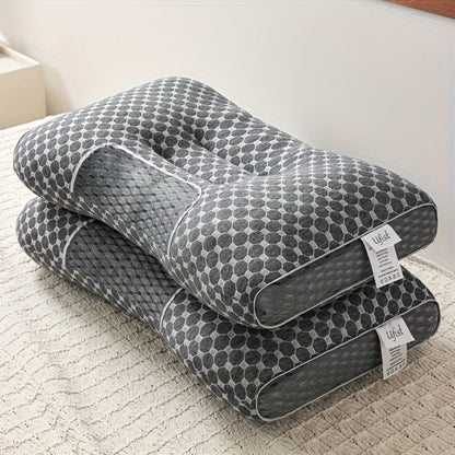Two-Pillow Contoured Neck Pillow Set in Gray or Blue with 60 x 40 cm Pictured Size and Pillowcase-Only Option