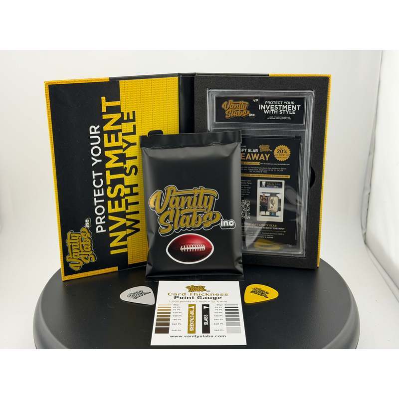 Sports Trading Cards, Football Mystery Display Slab with Black Label or Two-Slab Options for Collectors