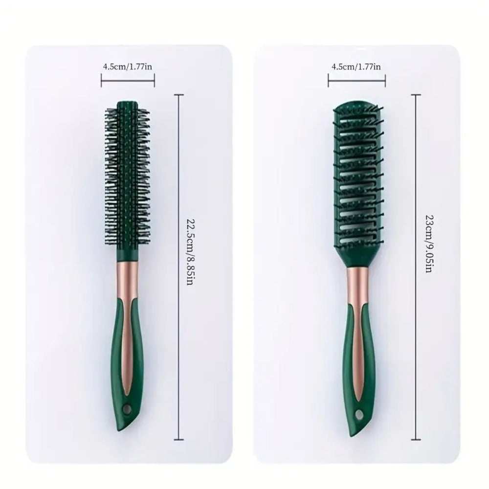 Hair Accessories Five-Piece Green Brush and Comb Set with Cushion Brush, Pick and Styling Tools