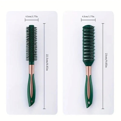 Hair Accessories Five-Piece Green Brush and Comb Set with Cushion Brush, Pick and Styling Tools