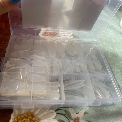 Poly Gel Nail Extension Form Kit - 192pcs Dual Forms, 96pcs Reusable Pads, 8 Shapes Acrylic Mold, Brush Pen