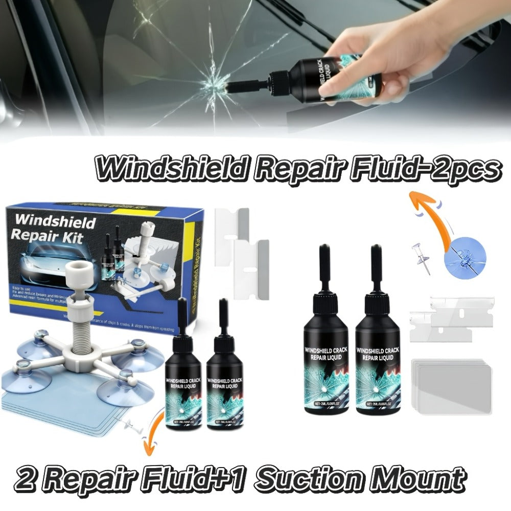 Windshield Repair Kit – Nano Resin Fix for Chips, Bullseye & Star Cracks in 15 Minutes, DIY Glass Crack Repair with Suction Injector, Restores Optical Clarity, Prevents Spreading