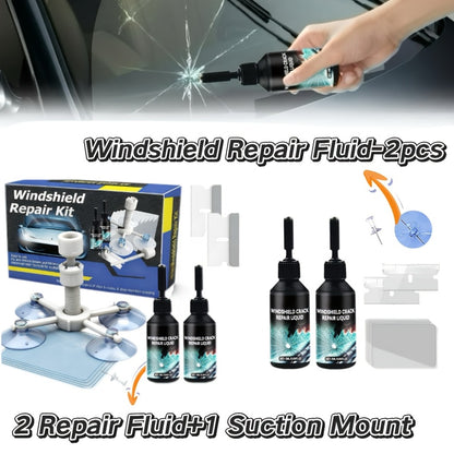 Windshield Repair Kit – Nano Resin Fix for Chips, Bullseye & Star Cracks in 15 Minutes, DIY Glass Crack Repair with Suction Injector, Restores Optical Clarity, Prevents Spreading