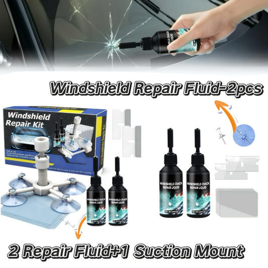 Windshield Repair Kit – Nano Resin Fix for Chips, Bullseye & Star Cracks in 15 Minutes, DIY Glass Crack Repair with Suction Injector, Restores Optical Clarity, Prevents Spreading