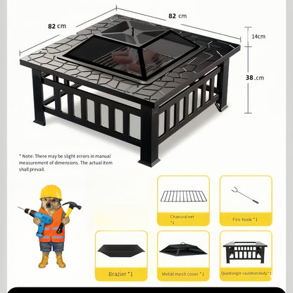 Fire Pit with Grill for Garden, Patio and Yard Use, with the Listed Configuration, for Everyday Use and Organized Storage
