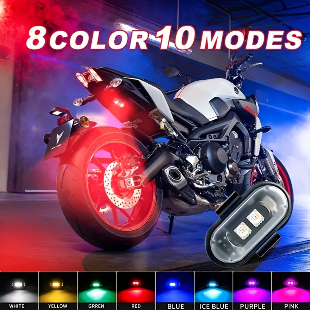 Wireless LED Strip Lights for Car – Magnetic Vibration Sensor, 8 Colors, Remote Control, USB Rechargeable, IP65 Waterproof Warning Light for Car Interior, Truck, Motorcycle & Bicycle